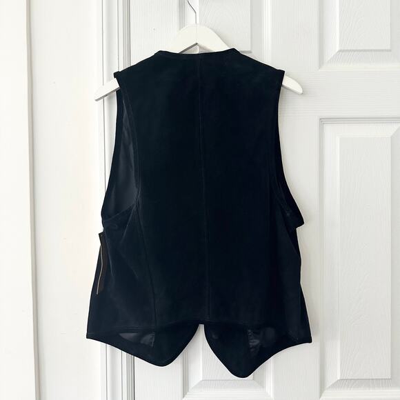 Donna Karan Black Ink Suede Leather Vintage Longline Vest Medium Deadstock Read - Picture 9 of 9
